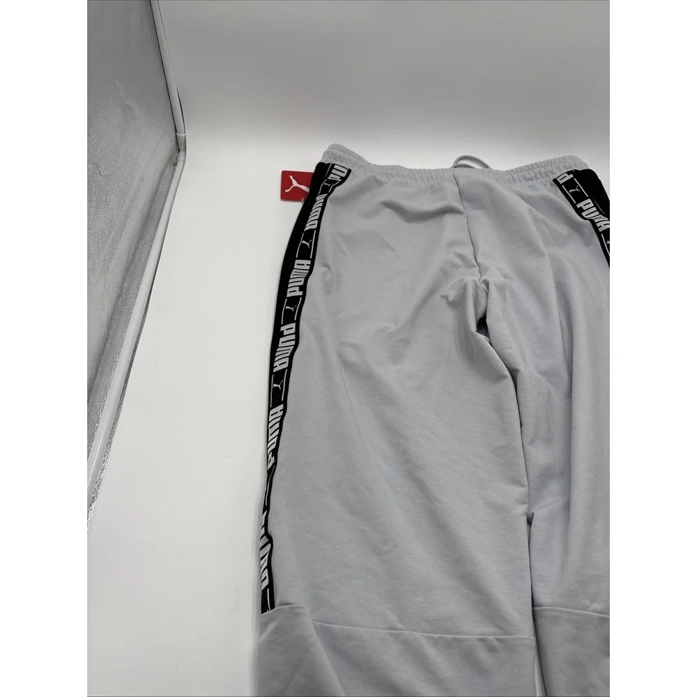 PUMA Stretchlite Size Large Platinum Gray with Black Side Logo Men's Sweat Pants